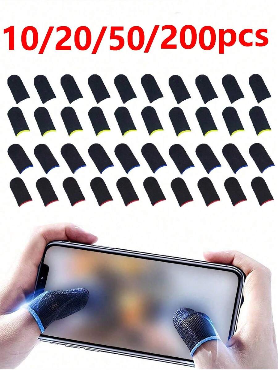 Set 10pcs/20pcs/50pcs/200pcs Sarung Jari Gaming Ultra Tipis Anti-Selip Anti-Keringat, Cocok untuk Ponsel, Tablet, Kontroler Game, Halus dan Bebas Lag - MultiWarna - View 1