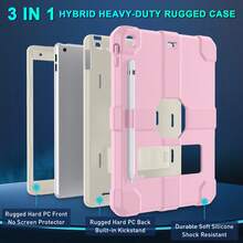 1 pièce Étui de protection robuste compatible avec iPad 7e/8e/9e génération 2019/2020/2021 (10,2 pouces) Étui de protection robuste 10,2" avec support intégré pour iPad 7/8/9010,2 pouces Étui de tablette - Rose et blanc - Voir 4