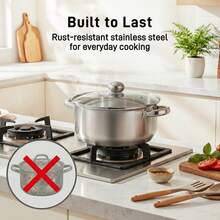 Senmeo Stainless Steel Stock Pot With Lid, Heavy-Duty Soup Pot, Multipurpose Cookware For Vegetables, Dumplings & Soups, Multi-Purpose Cooking Pot - View 3