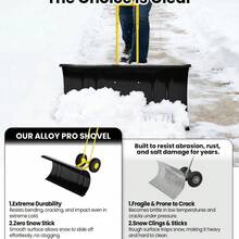Heavy-Duty Steel Snow Shovel With Wheels  All-Terrain Non-Slip Wheels – Adjustable Angle For Efficient Snow Removal - Double Pole - View 6