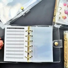 1個 A5 A6 A7 金色透明活頁本，A5 活頁本，活頁封面，替換頁，活頁紙，貼紙本，印章本，貼紙本，可用作相簿、計畫本、材質紙張收納、剪貼簿、筆記本、辦公文具用品，適合偶像相卡、相卡、交易卡、校園卡、通行卡 - 款式 - 查看 3