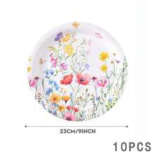 24pcs Red Flower On White Background Disposable Tableware Set, Including 7/9 Inch Paper Plates, Paper Cups, Food Boxes, Popcorn Boxes, Suitable For Birthday Party, Holiday Party, Gathering, Celebration, Wedding Tea Party, Graduation Ceremony - Multicolor - View 8