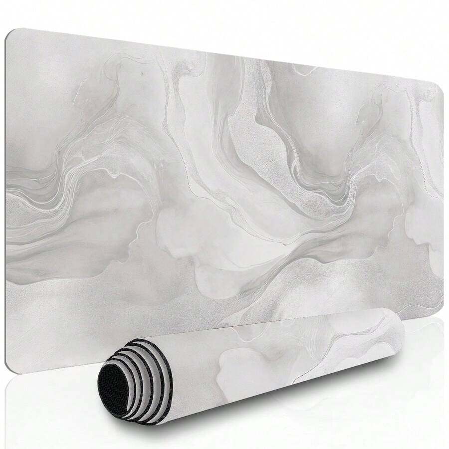 1pc Extended Gaming Mouse Pad & Desktop Keyboard Mat - White Gradient Texture Pattern - Laptop Protective Mat & Desk Pad - Durable Non-Slip Base, HD Printing, Multiple Sizes Available - Mouse Pad - View 1