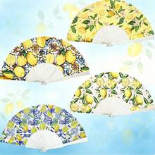 2 piezas Abanico plegable con estampado de limón, abanico de mano estilo español, abanico de tela plegable portátil con estampado de limón, adecuado para fiestas temáticas, vacaciones, despedida de soltera, boda, regalo para damas de honor, accesorio para mujer, decoración de verano, viajes (estilo de limón aleatorio) - Estilos aleatorios - Ver 8