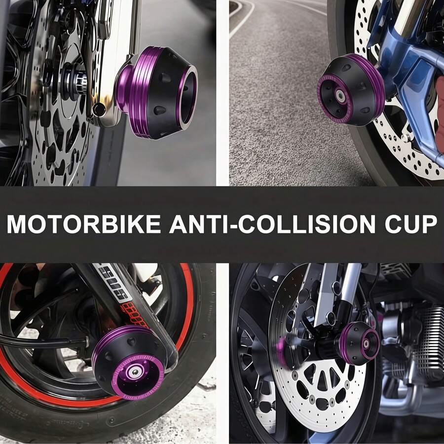 [2件/組]摩托車前叉防摔滑塊杯，通用合金防碰撞保護器。CNC鋁合金輪圈防摔墊，結構堅固耐用，專為防摔保護設計，摩托車必備安全設備與改裝配件。冒險摩托車旅遊愛好者保護輪圈零件的必備之選。 - A - 查看 1