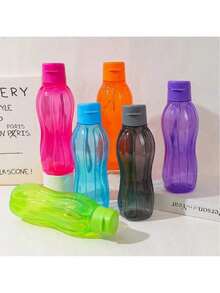 Large Capacity Plastic Waist-Shaped Portable Water Bottle With Woven Handle Rope, Perfect For Outdoor Fitness, Sports And Travel. - Multicolor - View 2