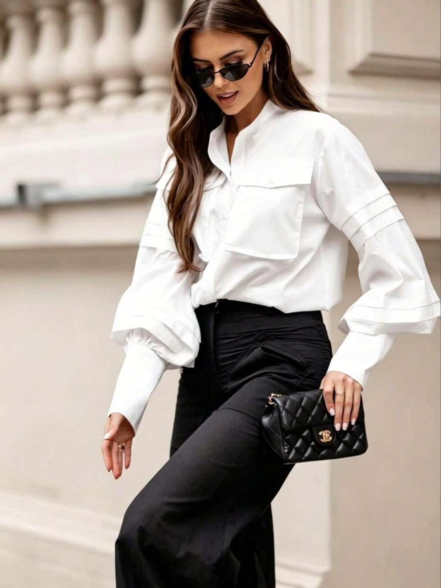 Women's Casual Elegant Commute Blouse - New Spring/Autumn Style Office White - White - View 1