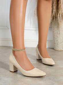 Sepatu Hak Tinggi Wanita Serbaguna untuk Musim Panas, Ujung Lancip, Gaya Segar dan Elegan, Cocok untuk Musim Semi dan Gugur, Nyaman, Anti Selip, dan Bernapas. - Aprikot - View 5