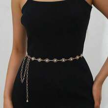 1pc Plum Blossom Faux Pearl Metal Chain - Gold - View 16