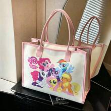 Miniso 小馬寶莉 Mane Six 團體帆布托特包，自然米色底色配粉色飾邊 - 白色 - 查看 4