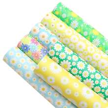 8 Pcs/Set Lembaran Kulit Sintetis Seri Musim Semi Motif Bunga Daisy, Kain Kulit Sintetis Bertekstur Halus untuk Proyek Kerajinan DIY seperti Anting, Pita Rambut, dan Dekorasi. - bawaan - View 5