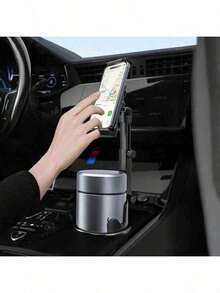 2合1可調節式車用杯架手機平板支架－360°可旋轉、可折疊、通用款、ABS材質、儀表板安裝、免持導航適用所有裝置、汽車配件 - 黑色 - 查看 3