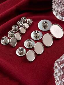 10Pcs 304 Stainless Steel Blank Brooch Pin Backs, Round Bezel Tray Brooch Bases, DIY Handmade Jewelry Making Findings - Bottom Bracket - View 1