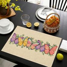 1pc/4pcs/6pcs/8pcs Butterfly Table Mat, Breakfast Mat, Coffee Bar Mat, All-Season Decorative Mat, Washable Table Mat, Room Decor, Kitchen Table Mat, Indoor/Outdoor Party Decor, Home Decor, Ideal Gift - Multicolor - View 3