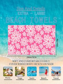1pc Zouju Pink Children's Beach Towel Bath Towel, Super Absorbent Microfiber Oversized Beach Blanket, Suitable For Travel, Pool, Diving, Surfing, Yoga, Camping, Multiple Sizes, Beach Accessories, Applicable For Beach, Pool, Travel, Camping, Yoga - Multicolor - View 13