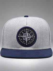 1pc Unisex Fashion Compass Embroidered Hip-Hop Color-Block Baseball Cap , Adjustable , Perfect For Outdoor Activities, Travel, And Running - Compass 1970 - View 8