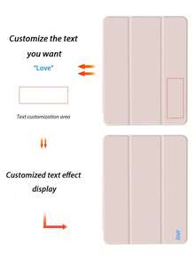 1pc Transparent Acrylic Tri-Fold Customized Text Tablet Case Pink, Customizable Text, Built-In Pen Slot, High Transparency Acrylic Back Shell With Silicone Frame Anti-Bend Anti-Scratch Anti-Drop, Tri-Fold Adjustable Viewing Angle Stand, Magnetic/Auto Sleep/Wake, Minimalist/Casual Tablet Protective Cover Flip Case, Product Does Not Include Pen, Some Models Come With Camera Frame - Pink - View 5