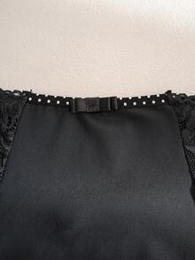 Bragas cómodas con aplicaciones de encaje para mujer de talla grande - Negro - Ver 6