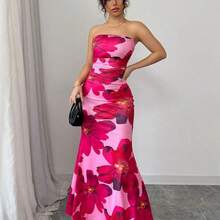 Vestido largo de tirantes con estampado floral elegante para mujer - Multicolor - Ver 4