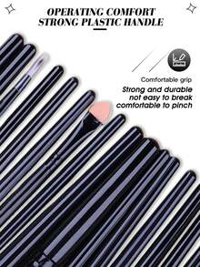 3/40 Pcs Set Alat Rias Hitam, Termasuk 20 Kuas, Spons Kecantikan, Puff Bedak, Penjepit Bulu Mata, Ikat Kepala & Baskom Cuci, Kit Lengkap untuk Pemula - Hitam - View 1