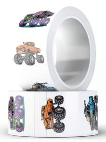 500 pièces Rouleaux d'autocollants de Monster Truck cool 10 styles Autocollants de voiture de dessin animé auto-adhésifs pour sceller les enveloppes, les bouteilles d'eau, les skateboards, la papeterie, les voitures, les vélos, les étuis de téléphone, les ordinateurs portables, les valises, les Monster Truck, les loisirs créatifs DIY, les cadeaux d'anniversaire, les faveurs de fête, les autocollants en vinyle - 1 Set - Voir 4