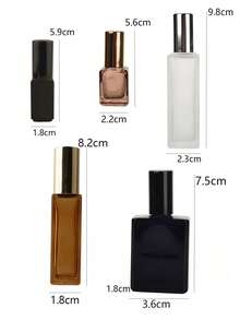 3 Peças/Conjunto Frasco Quadrado Fosco 3ml|5ml|10ml|15ml|20ml Âmbar/Preto Recarregável Perfume Óleo Essencial Loção Dispensador de Bola Rolante de Aço Inoxidável Frasco Portátil Simples Fragrância Óleo Medicinal Rolante de Massagem Frasco Vazio Vidro Transparente Espesso Proteção contra Luz Tampa de Alumínio - Multicolorido - Visão 4