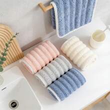 Juego de 4 toallas de felpa de coral suave, toallas superabsorbentes de secado rápido, suaves sin desprendimiento ni decoloración, adecuadas para limpiar la cara y las manos, aplicables para baño, viajes, exteriores, camping, etc. - Multicolor - Ver 11