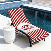 1 cái vỏ bọc ghế bãi biển sợi microfiber họa tiết sọc đỏ cây dừa có túi, nhẹ và thoáng khí, lý tưởng cho du lịch và kỳ nghỉ bãi biển, vật dụng thiết yếu bên hồ bơi | Vỏ bọc phong cách mùa hè | Vỏ bọc bãi biển di động, khăn tắm bãi biển - Nhiều màu - Xem 8