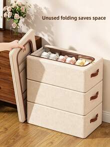 Foldable Double-Deck Shoe Rack - Stackable Under Bed Storage Cabinet, Retro Style, Suitable For Sneakers, High Heels And Various Shoes, Space-Saving Multifunctional Wardrobe And Bedroom Storage Solution, Shoe Cabinet, Under Bed Storage, Neutral Decor - Multicolor - View 3