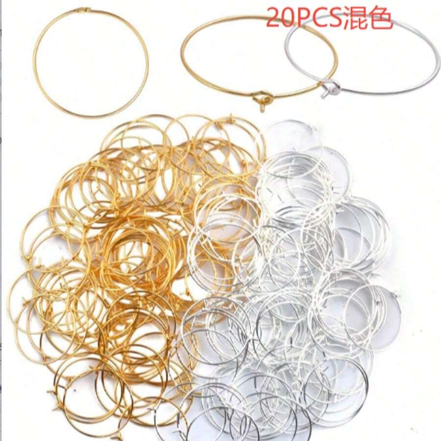 20pcs Mixed Color Classic Gold And Silver Wine Glass Charm Rings 25mm/0.98 Inch Open Ring Earring Hoop Beads For DIY Jewelry Making Wedding Birthday Party Holiday Gifts - 20pcs Wine Glass Rings - View 1