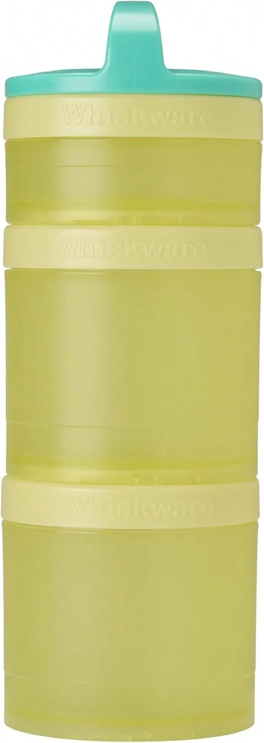 Whiskware Stackable Snack Containers For Kids And Toddlers, 3 Stackable Snack Cups For School And Travel, Teal/Yellow - ColorJ - 查看 1