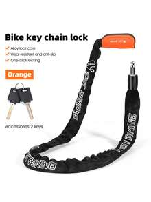 WEST BIKING Bicycle Lock Anti-Theft Key Lock Mountain Bike Electric Bike Chain Lock Battery Vehicle Chain Lock - Orange - View 12