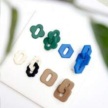 Soft Pottery Earring Cutting Mold 3D Geometric Double Ring DIY Earrings Pendant Jewelry Polymer Clay Cutter Clay Tools - White - View 10