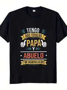 % Cotton The Coolest Grandpa Funny T-Shirt Best Mexican Dad Graphic T-Shirt Crew Neck Casual Short Sleeve Classic Style HCAL O0YT - 灰色 - 查看 1