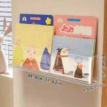 1pc Acrylic Book Display Rack, Wall Hanging Bookshelf For Children, Magazine Storage, Easy Installation Reading Rack - Multicolor - View 12