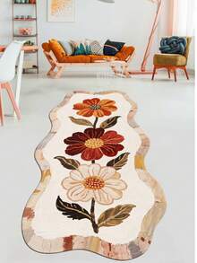 Alfombra de pasillo y alfombra de área antideslizante lavable con impresión digital para sala de estar, diseño moderno | Estilos moderno, escandinavo, bohemio y clásico | 100% poliéster - Rojo - Ver 3