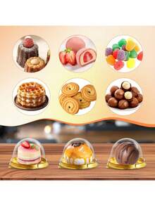 100/50pcs Gold Dessert Cake Boxes, Gold Pudding Boxes, Transparent Mousse Cake Boxes, Suitable For Weddings, Christmas Gifts, Also Suitable For Cake, Candy And Chocolate Packaging, Ideal Choice For Weddings, Parties And Gifts - Multicolor - View 7