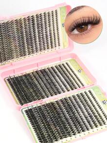 World Cup Theme False Eyelashes Fan Party Makeup Lashes 960PCS Reusable, Natural Makeup Effect, 10-16mm Mixed Lash Clusters, Lash Clusters, Individual Lashes, False Eyelashes - D - View 1