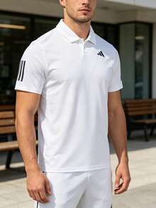 Adidas AEROREADY Fab Polo衫，短袖T恤，透气面料，男士休闲运动装，HR8729 - 白色 - 查看 2