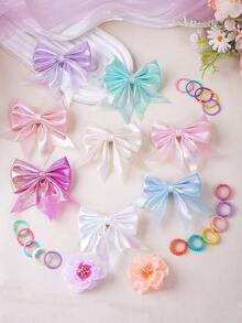 VBOOR 198 pezzi Accessori per capelli stile arcobaleno macaron sfumato sognante, adatti per le donne. Include fermagli per capelli a fiocco iridescente, fermagli per capelli a farfalla sfumato glitter, fermagli per capelli a fiore in tessuto 3D, elastici per capelli ad alta elasticità non dannosi, adatti per uso quotidiano/pendolarismo/appuntamenti, fermagli per capelli - Multicolore - Visualizzare 8