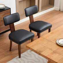 2er Set moderne Esszimmerstühle, ergonomische Rückenlehne & gepolsterte Sitzfläche, stabiler Massivholzrahmen, leicht zu reinigen, belastbar bis 120 kg, für Esszimmer & Küche - Schwarz - Übersicht 1
