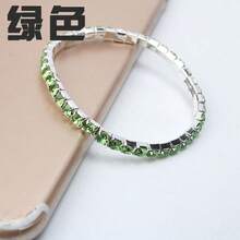 1pc New European And American Style Jewelry, Full Rhinestone Multi-Color Single Row Elastic Women's Bracelet, Single Row Full Rhinestone Elastic Cord, Beautiful For Layering - Multiple Styles - View 11