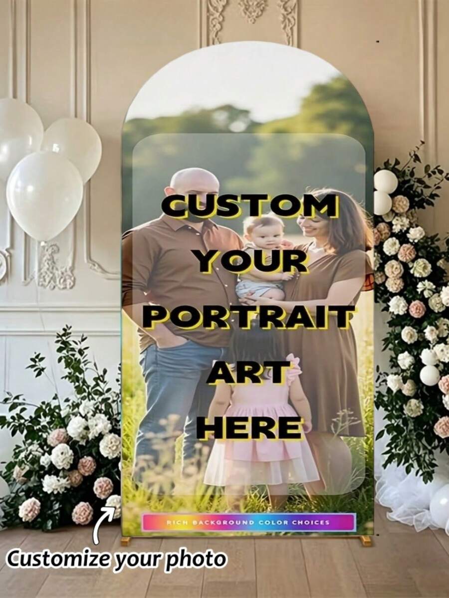 1pc Elastic Banner Arch Backdrop, Personalized Custom Multi-Size Arch Decor, Suitable For Dome Background Frame Custom Arch Backdrop Set, Create Festive Atmosphere, Multiple Sizes Available, Suitable For Birthday And Theme Parties - Multicolor - View 1