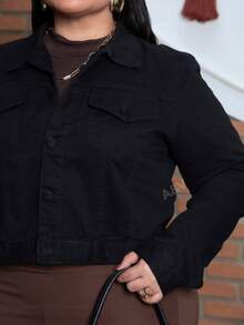 Plus Size Denim Jackets - Black - View 6