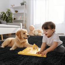 Sour Lemon Large Size Fluffy Rugs, Non-Slip Soft Shaggy Floor Carpet Mats & Rugs For Room Decor, Washable Nonslip Modern Area Rug, Modernstyle Antislip Decorative Carpets For Home Livingroom Bedroom Nursery, Big Rug, Large Rug, Home Decor - 黑色 - 查看 8