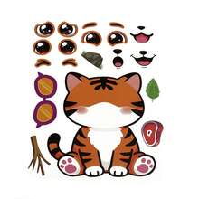 12/24 PCS Animal Theme Creative Sticker Set, Animal Expression Collage Toy, Interactive Educational Craft Material, Farm Animal Face-Changing Stickers, DIY Handmade Sticker Art, Educational Creative Expression Sticker Pack School Supplies - CY-j03 - View 10