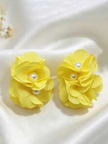 1 Pair Simple Elegant Faux Pearl Flower Ear Clips Bohemian Geometric Floral Non-Pierced Earrings For Wedding Banquet Jewelry Gift - Clip - View 15