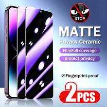 2pcs Anti-Blue Light Ceramic Soft Film Matte Frosted Privacy Screen Protector For IPhone 17 Pro Max [6.9 Inch]. Made Of TPU Soft Film Material, Anti-Drop Anti-Collision, With Anti-Peeping Function, Only Front Viewable Screen Content. - Black - View 35