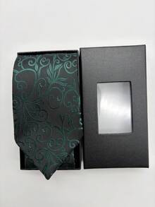 1PC Dark Green Gift Box Men's Fashion Business Formal Versatile Elegant Tie, Suitable For Business Workplace, Wedding, Party - Dark Green - View 3