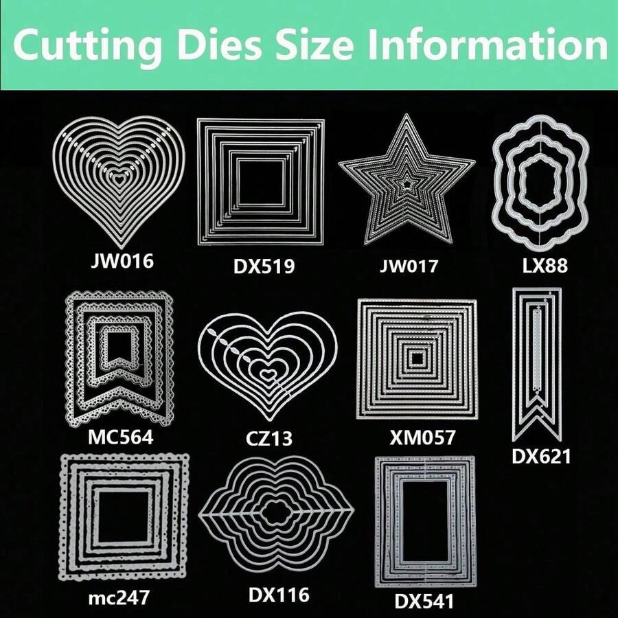 1pc Basic Geometric Frame Metal Carbon Steel Cutting Dies For DIY Embossing And Cutting, Suitable For Scrapbooking, Card Making, Photo Albums And Craft Decoration - C-Silver - View 1